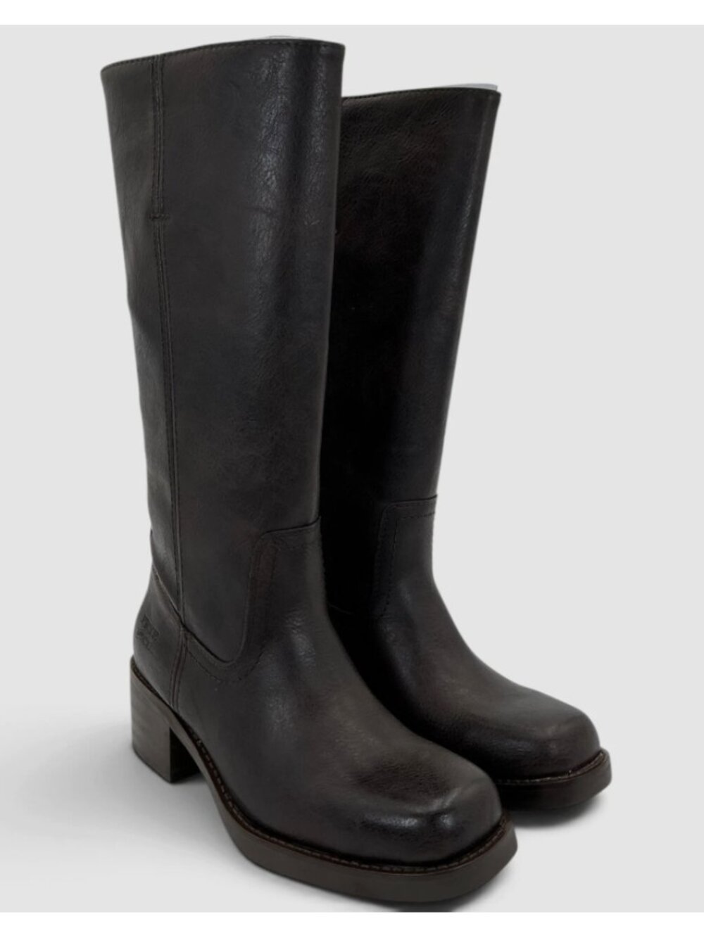 $599 Frye Campus 14L Brown Leather Square Toe Chunky Cottagecore Western Boots